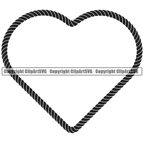 Heart Sign Symbol Rope Design Element Ropes Nautical Boat Boating Ship Sailor Sailing Ocean Sea Background Captain Fish Sail Fishing Outdoor Border Outline ClipArt SVG