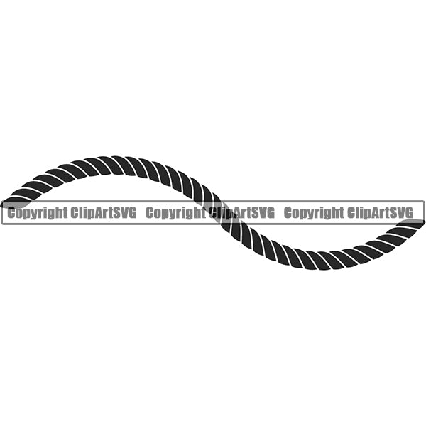 Horizontal Wave Sign Symbol Rope Design Element Ropes Nautical Boat Boating Ship Sailor Sailing Ocean Sea Background Captain Fish Sail Fishing Outdoor Border Outline ClipArt SVG