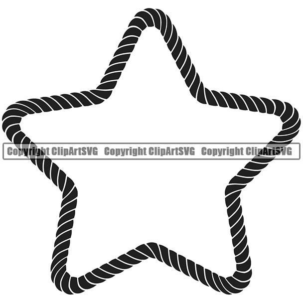 Star Sign Symbol Rope Pentagon Design Element Ropes Vector Nautical Boat Boating Ship Sailor Sailing Ocean Sea Background Captain Fish Sail Fishing Outdoor Border Outline ClipArt SVG