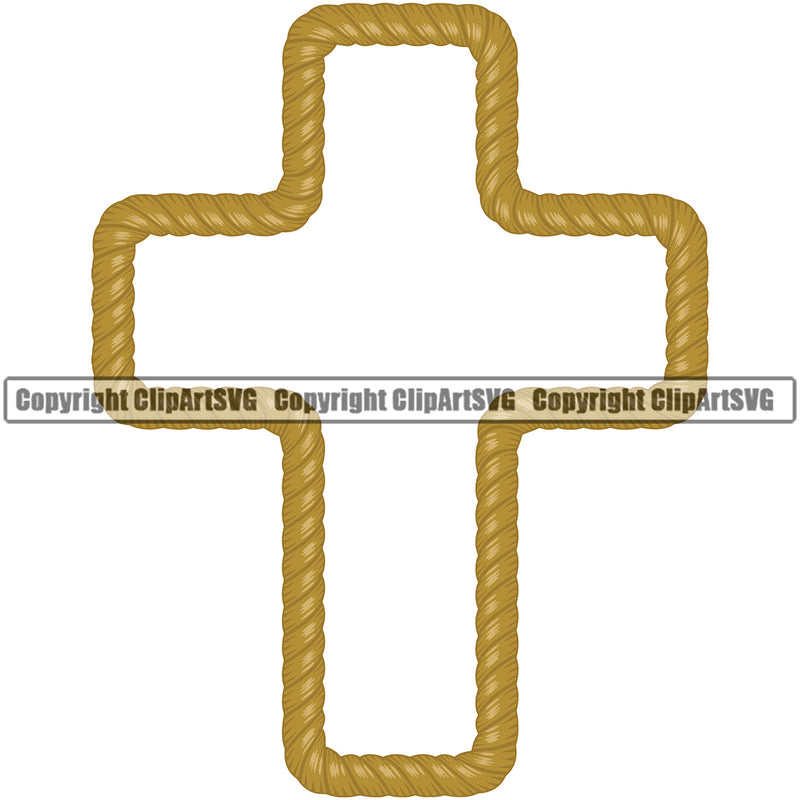 Christian Cross Sign Symbol Rope Design Element Skin Ropes Nautical Boat Boating Ship Sailor Sailing Ocean Sea Background Captain Fish Sail Fishing Outdoor Border Outline ClipArt SVG