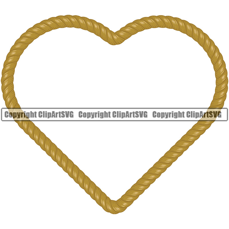 Heart Sign Symbol Shape Rope Design Element Skin Ropes Nautical Boat Boating Ship Sailor Sailing Ocean Sea Background Captain Fish Sail Fishing Outdoor Border Outline ClipArt SVG