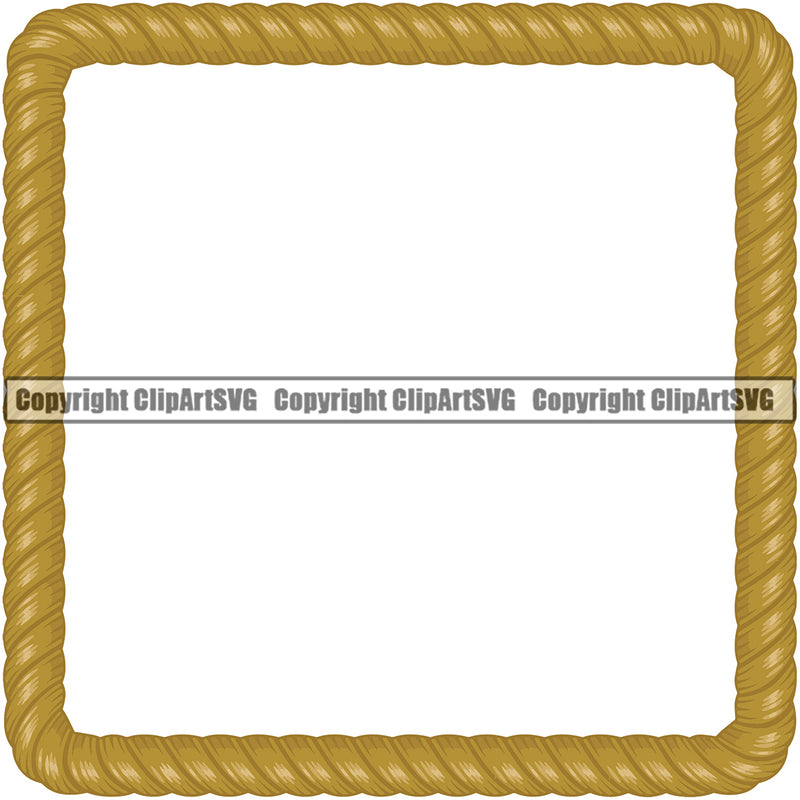 Square Sign Symbol  Box Shape Rope Design Element Skin Ropes Nautical Boat Boating Ship Sailor Sailing Ocean Sea Background Captain Fish Sail Fishing Outdoor Border Outline ClipArt SVG