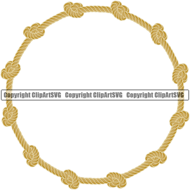 Circle Round Rope Knot Design Element Knots Ropes Nautical Boat Boating Ship Sailor Sailing Ocean Sea Background Captain Fish Sail Fishing Outdoor Border Outline ClipArt SVG