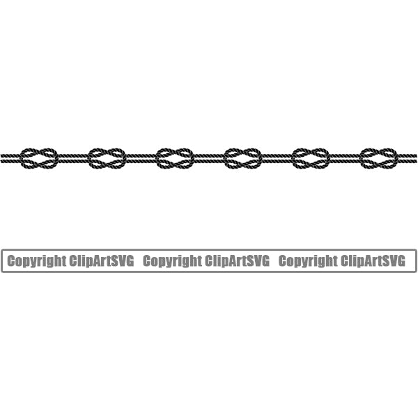 Line Straight Horizontal Sign Symbol Rope Knot Design Element Knots Black Ropes Nautical Boat Boating Ship Sailor Sailing Ocean Sea Background Captain Fish Sail Fishing Outdoor Border Outline ClipArt SVG