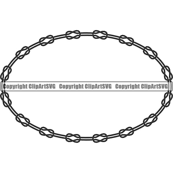 Horizontal Oval Sign Symbol Rope Knot Design Element Knots Black Ropes Nautical Boat Boating Ship Sailor Sailing Ocean Sea Background Captain Fish Sail Fishing Outdoor Border Outline ClipArt SVG