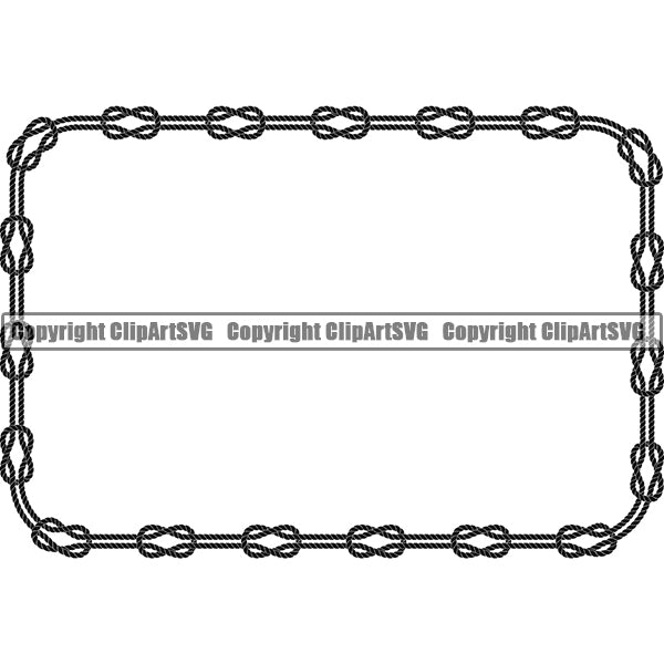 Horizontal Rectangle Sign Symbol Rectangular Rope Knot Design Element Knots Black Ropes Nautical Boat Boating Ship Sailor Sailing Ocean Sea Background Captain Fish Sail Fishing Outdoor Border Outline ClipArt SVG