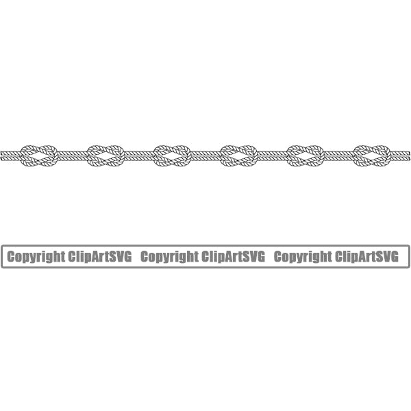Line Straight Horizontal Sign Symbol Rope Knot Design Element Knots White Ropes Nautical Boat Boating Ship Sailor Sailing Ocean Sea Background Captain Fish Sail Fishing Outdoor Border Outline ClipArt SVG