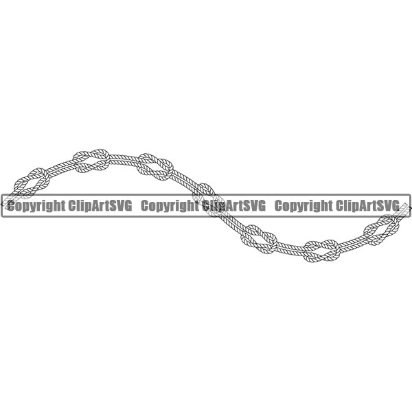 Horizontal Wave Sign Symbol Rope Knot Design Element Knots White Ropes Nautical Boat Boating Ship Sailor Sailing Ocean Sea Background Captain Fish Sail Fishing Outdoor Border Outline ClipArt SVG
