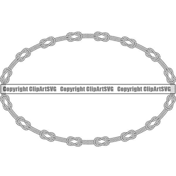 Horizontal Oval Sign Symbol Rope Knot Design Element Knots White Ropes Nautical Boat Boating Ship Sailor Sailing Ocean Sea Background Captain Fish Sail Fishing Outdoor Border Outline ClipArt SVG