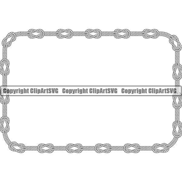 Horizontal Rectangle Sign Symbol Rectangular Rope Knot Design Element Knots White Ropes Nautical Boat Boating Ship Sailor Sailing Ocean Sea Background Captain Fish Sail Fishing Outdoor Border Outline ClipArt SVG