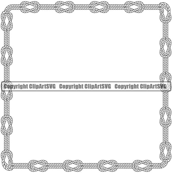 Square Sign Symbol Box Rope Knot Design Element Knots White Ropes Nautical Boat Boating Ship Sailor Sailing Ocean Sea Background Captain Fish Sail Fishing Outdoor Border Outline ClipArt SVG