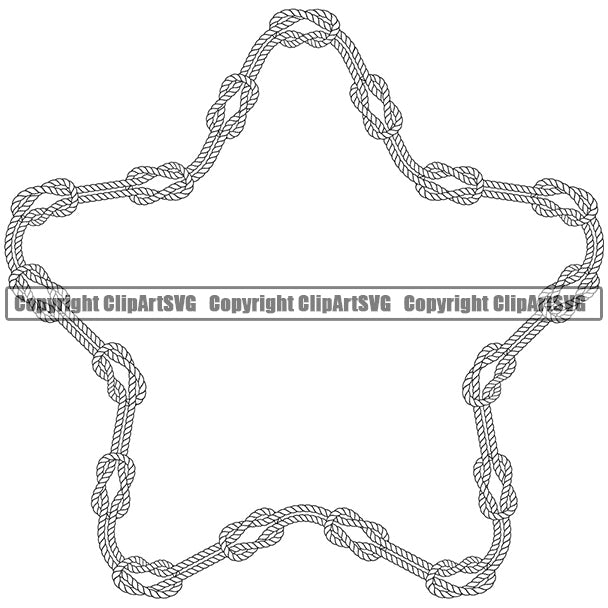 Pentagon Sign Symbol Star Rope Knot Design Element Knots White Ropes Nautical Boat Boating Ship Sailor Sailing Ocean Sea Background Captain Fish Sail Fishing Outdoor Border Outline ClipArt SVG