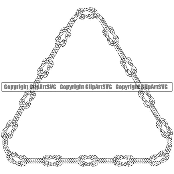 Triangle Sign Symbol 3 Corner Triangular Rope Knot Design Element Knots White Ropes Nautical Boat Boating Ship Sailor Sailing Ocean Sea Background Captain Fish Sail Fishing Outdoor Border Outline ClipArt SVG