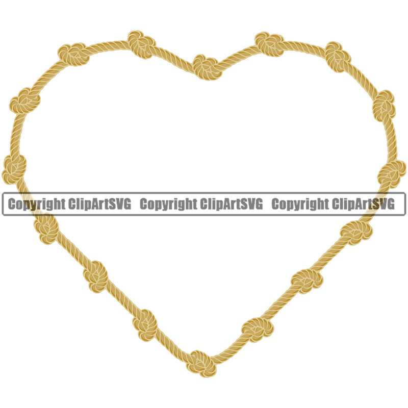 Heart Sign Symbol Rope Knot Design Element Knots Skin Ropes Nautical Boat Boating Ship Sailor Sailing Ocean Sea Background Captain Fish Sail Fishing Outdoor Border Outline ClipArt SVG