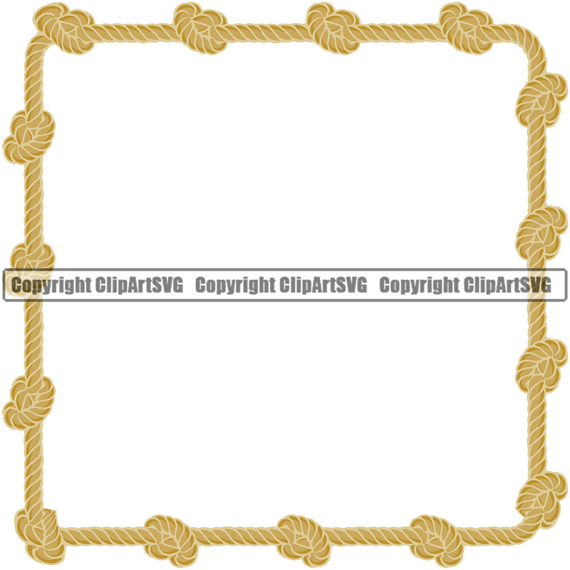 Square Sign Symbol Box Rope Knot Design Element Knots Skin Ropes Nautical Boat Boating Ship Sailor Sailing Ocean Sea Background Captain Fish Sail Fishing Outdoor Border Outline ClipArt SVG