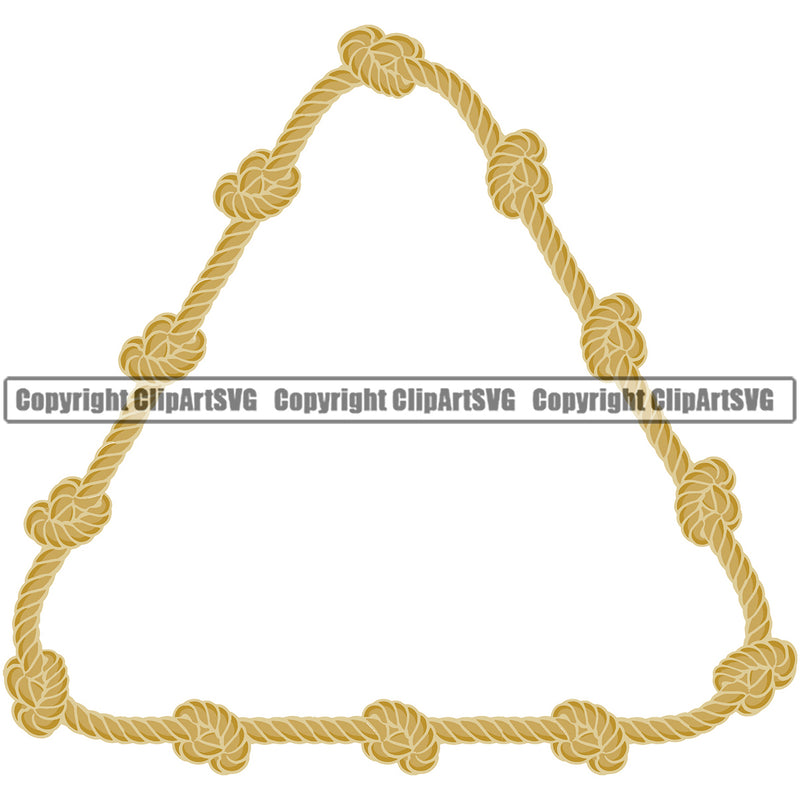Triangle Sign Symbol 3 Corner Triangular Rope Knot Design Element Knots Skin Ropes Nautical Boat Boating Ship Sailor Sailing Ocean Sea Background Captain Fish Sail Fishing Outdoor Border Outline ClipArt SVG