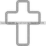 Christian Cross Sign Symbol White Vector Shaded Rope Design Element Shade Ropes Nautical Boat Boating Ship Sailor Sailing Ocean Sea Background Captain Fish Sail Fishing Outdoor Border Outline ClipArt SVG