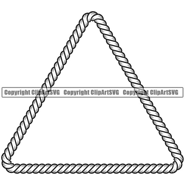 Triangle Sign Symbol White Vector Shaded Rope 3 Corner Shape Design Element Shade Ropes Nautical Boat Boating Ship Sailor Sailing Ocean Sea Background Captain Fish Sail Fishing Outdoor Border Outline ClipArt SVG