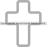 Christian Cross Sign Symbol White Vector Rope Design Element Ropes Nautical Boat Boating Ship Sailor Sailing Ocean Sea Background Captain Fish Sail Fishing Outdoor Border Outline ClipArt SVG