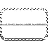 Rectangle Sign Symbol White Vector Rope Rectangular Design Element Ropes Nautical Boat Boating Ship Sailor Sailing Ocean Sea Background Captain Fish Sail Fishing Outdoor Border Outline ClipArt SVG