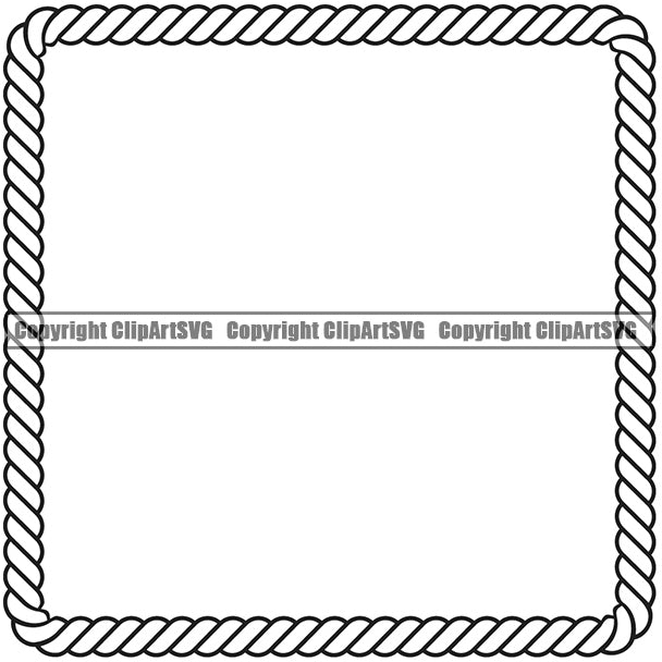 Square Sign Symbol White Vector Rope Box Design Element Ropes Nautical Boat Boating Ship Sailor Sailing Ocean Sea Background Captain Fish Sail Fishing Outdoor Border Outline ClipArt SVG