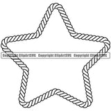 Star Sign Symbol White Vector Shaded Rope Pentagon Design Element Shade Ropes Nautical Boat Boating Ship Sailor Sailing Ocean Sea Background Captain Fish Sail Fishing Outdoor Border Outline ClipArt SVG