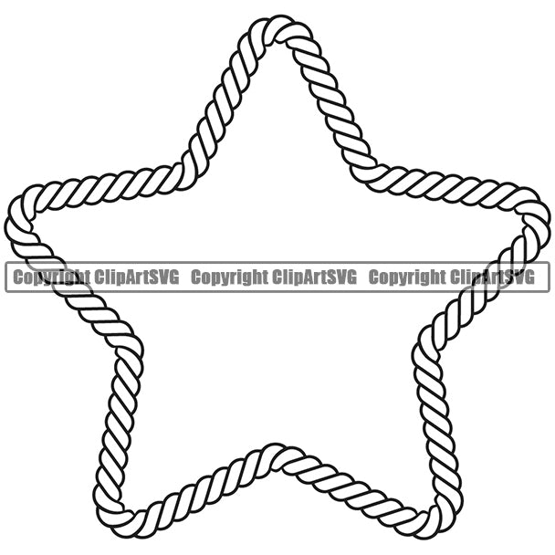 Star Sign Symbol White Vector Rope Pentagon Design Element Ropes Nautical Boat Boating Ship Sailor Sailing Ocean Sea Background Captain Fish Sail Fishing Outdoor Border Outline ClipArt SVG