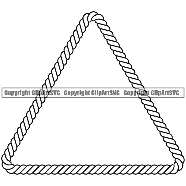 Triangle Sign Symbol White Vector Rope 3 Corner Shape Design Element Ropes Nautical Boat Boating Ship Sailor Sailing Ocean Sea Background Captain Fish Sail Fishing Outdoor Border Outline ClipArt SVG
