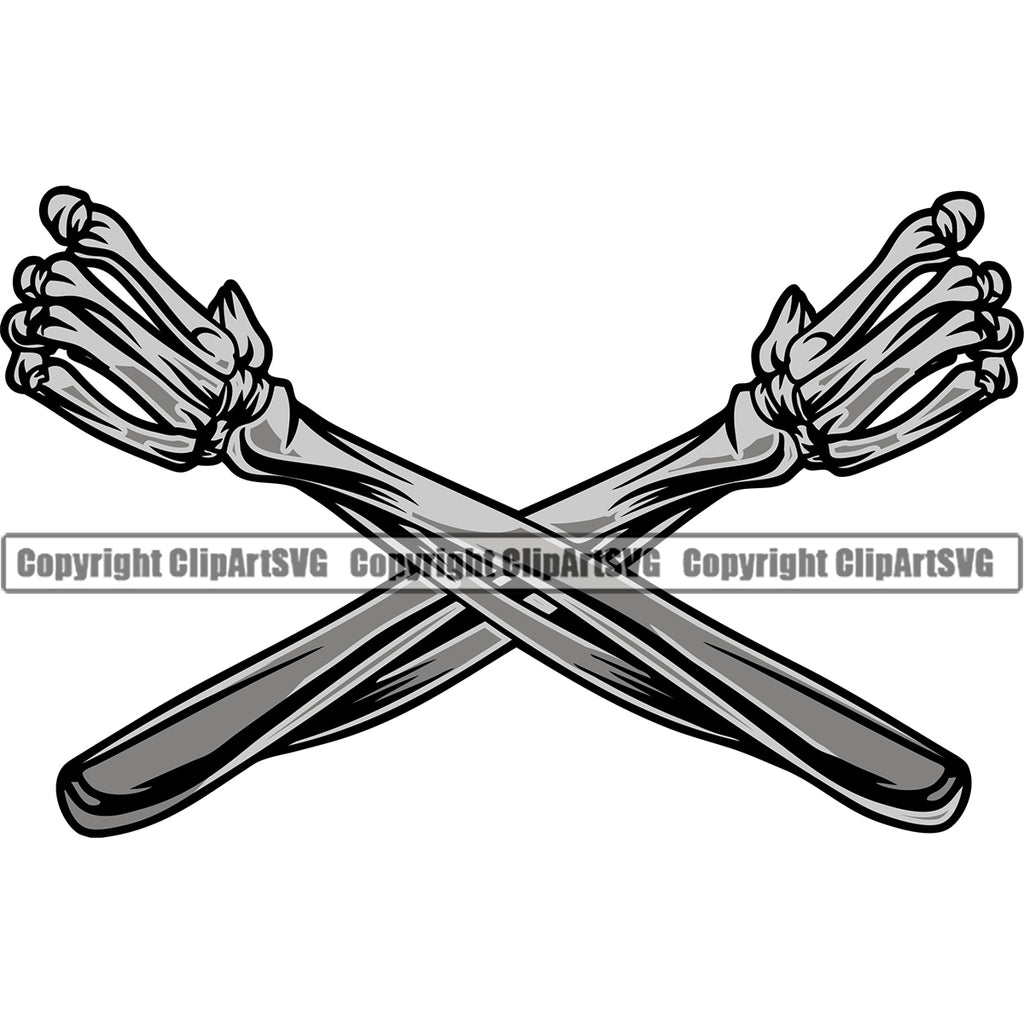 Hand Skull Skeleton Silver Color Arm Gun Design Element Fist Finger Gesture Position Hold Holding Grab Grabbing Object Cartoon Character Mascot Creation Create Art Artwork Creator Business Company Logo Clipart SVG