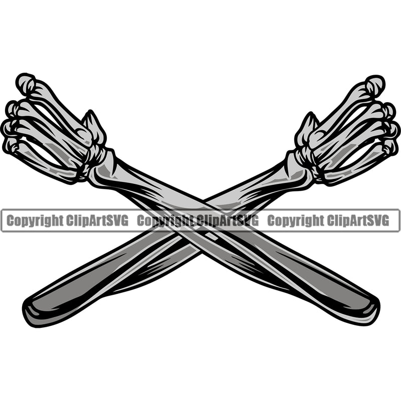 Hand Skull Skeleton Silver Color Arm Gun Design Element Fist Finger Gesture Position Hold Holding Grab Grabbing Object Cartoon Character Mascot Creation Create Art Artwork Creator Business Company Logo Clipart SVG
