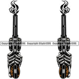 Hand Gun Design Element Skull Skeleton Fist Finger Gesture Position Holding Grab Object Cartoon Mascot Creation Create Artwork Creator Business Company Logo Clipart SVG