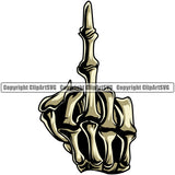 Hand Skull Skeleton Middle Finger Hand Sign Yellow Color Design Element Fist Finger Gesture Position Hold Holding Grab Grabbing Object Cartoon Character Mascot Creation Create Art Artwork Creator Business Company Logo Clipart SVG