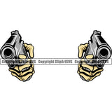 Hand Skull Skeleton Pistol Design Element Color Fist Finger Gesture Creator Business Company Logo Position Hold Holding Grab Grabbing Object Cartoon Character Mascot Creation Create Art Artwork Clipart SVG
