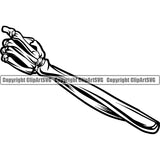 Hand Skull Skeleton Arm Trigger Finger Design Element Gesture Position Hold Grab Grabbing Object Cartoon Character Mascot Creation Create Art Creator Business Company Logo Clipart SVG