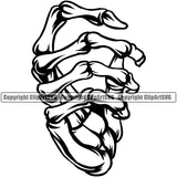Hand Skull Skeleton Design Element Finger Gesture Hold Holding Grab Grabbing Cartoon Character Mascot Creation Create Art Artwork Creator Business Company Logo Clipart SVG