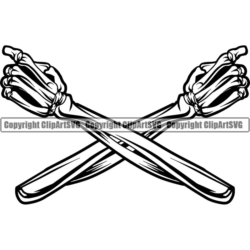 Hand Skull Skeleton Design Element Crossed Trigger Finger Fist Gesture Hold Holding Grab Grabbing Object Cartoon Artwork Creator Business Company Logo Character Mascot Creation Create Clipart SVG