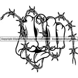Hand Skull Skeleton Design Element Barbed Wire Fist Finger Gesture Position Hold Holding Grab Grabbing Creator Business Company Logo Object Cartoon Character Mascot Creation Create Art Artwork Clipart SVG