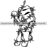 Hand Skull Skeleton Design Element Barbed Wire Fist Finger Gesture Hold Grab Grabbing Object Cartoon Mascot Create Art Artwork Creator Business Company Logo Clipart SVG