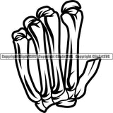 Hand Design Element Skull Skeleton Fist Finger Gesture Position Hold Holding  Grabbing Object Cartoon Character Creation Create Art Artwork Creator Company Logo Clipart SVG