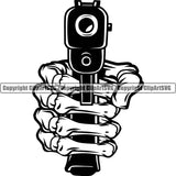 Hand Design Element Skull Skeleton Gun Up Fist Finger Gesture Hold Grab Object Cartoon Character Mascot Creation Create Art Artwork Creator Business Company Logo Clipart SVG