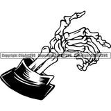 Hand Design Element Skull Skeleton Holding Gun Trigger Finger Gesture Position Holding Grab Grabbing Object Cartoon Character Mascot Create Art Creator Business Company Logo Clipart SVG