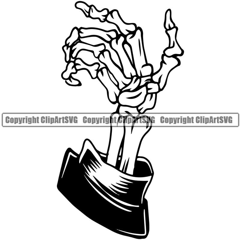 Hand Design Element Skull Skeleton Holding Gun Trigger Finger Gesture Hold Holding Grab Grabbing Object Cartoon Mascot Creation Create Art Creator Business Company Logo Clipart SVG