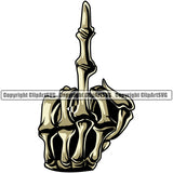Hand Middle Finger Hand Sign Design Element Yellow Color Skull Skeleton Fist Finger Gesture Position Hold Holding Grab Grabbing Object Cartoon Character Mascot Creation Create Art Artwork Creator Business Company Logo Clipart SVG