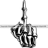 Hand Skull Skeleton Design Element Middle Finger Hand Sign Finger Gesture Position Hold Holding Grab Grabbing Object Cartoon Character Mascot Creation Create Art Artwork Creator Business Company Logo Clipart SVG