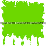 Slime Green Color Design Element Splatter Spill Spilling Drip Dripping Melt Melting Drop Dropping Liquid Splash Toxic Clipart SVG