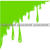 Slime Drip Dripping Design Element Green Color Drop Dropping Goo Toxic Slimy Wet Liquid Splash Splashing Spilling Vector Clipart SVG