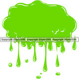 Slime Puddle Design Element Green Color Spill Spilling Drip Dripping Melt Melting Drop Dropping Slimy Wet Liquid Splash Splashing Clipart SVG