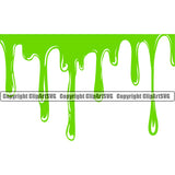Green Slime Slice Design Element Goo Toxic Slimy Wet Liquid Splash Splashing Vector Dripping Melt Melting Drop Dropping Clipart SVG
