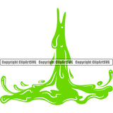 Green Slime Design Element Drop Dropping Drip Dripping Goo Toxic Slimy Wet Liquid Splash Splashing Spill Spilling Vector Clipart SVG