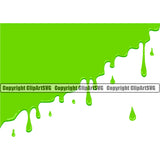 Green Slime Design Element Goo Toxic Slimy Wet Liquid Spill Spilling Drip Dripping Melt Melting Drop Dropping Vector Clipart SVG